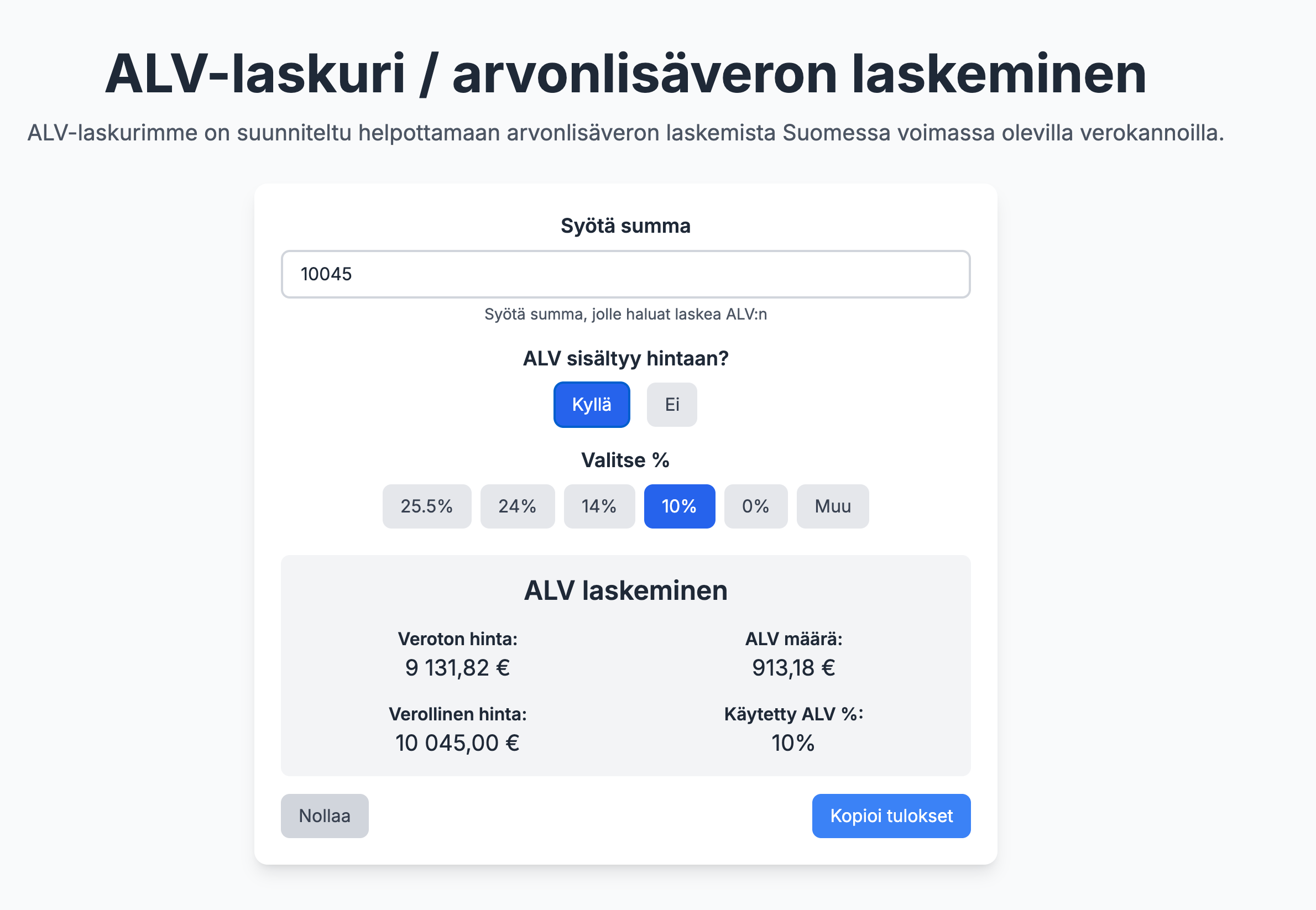 Arvonlisäveron Laskeminen